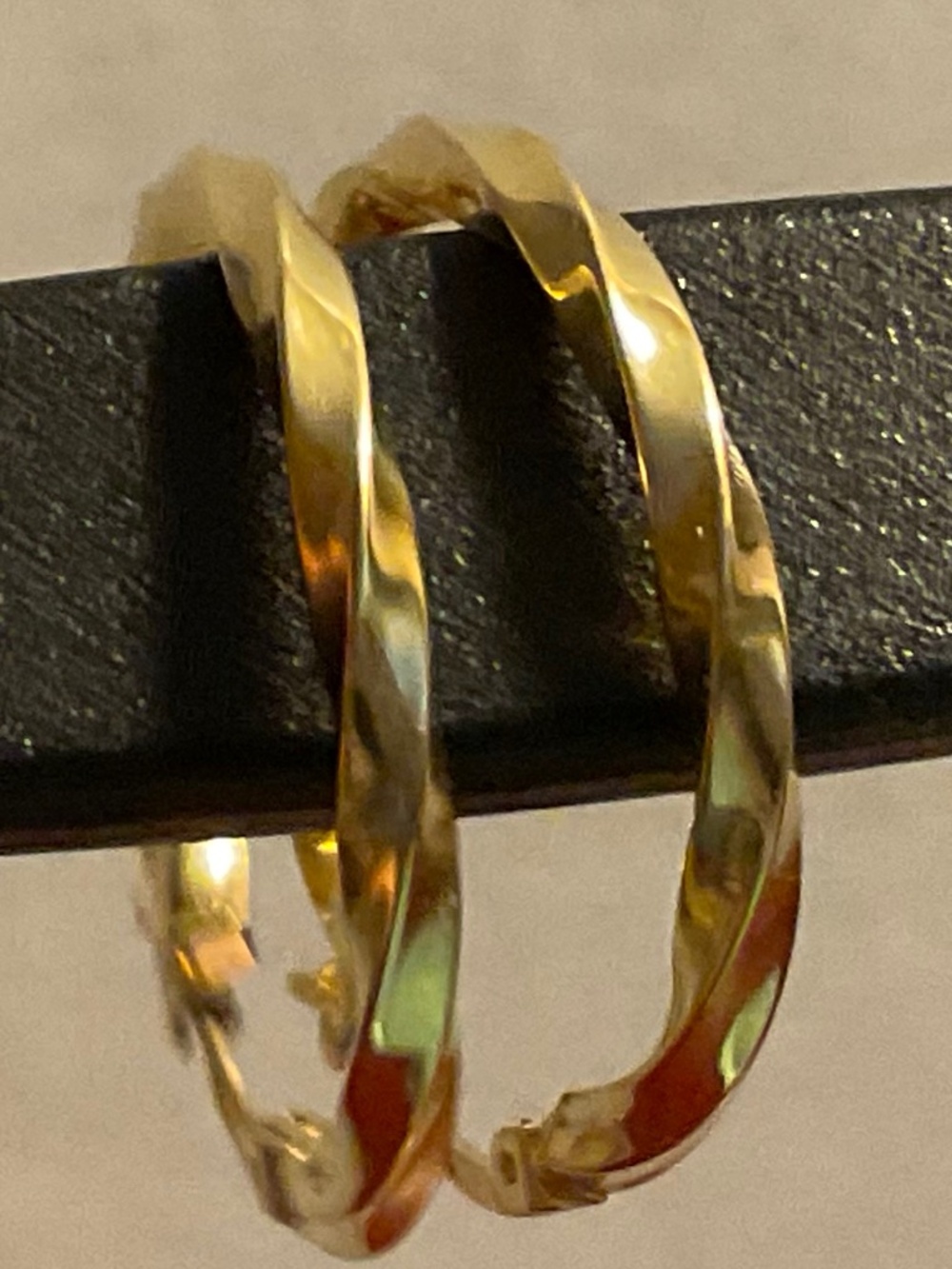 Solid 14K Gold Twisted Hoop Earrings Italy - Picture 8 of 12